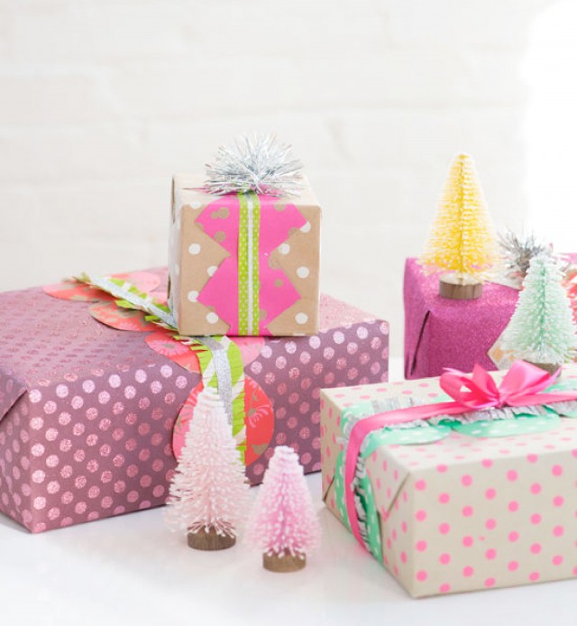 Pink christmas wrapping paper