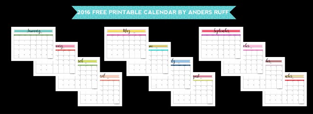 free printable 2016 calendar