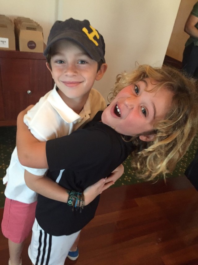 Lucas and Jonah hugging (Medium)