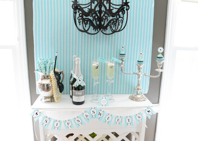 sips and sweets bar for baby shower