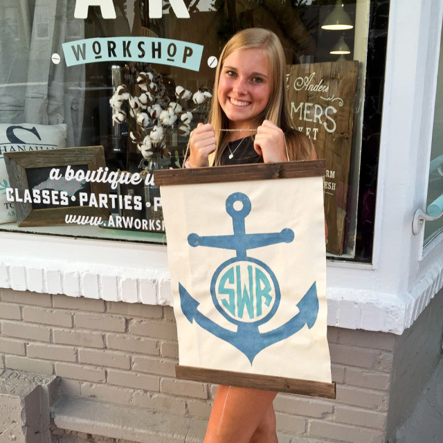 anchor monogram sign at ar workshop