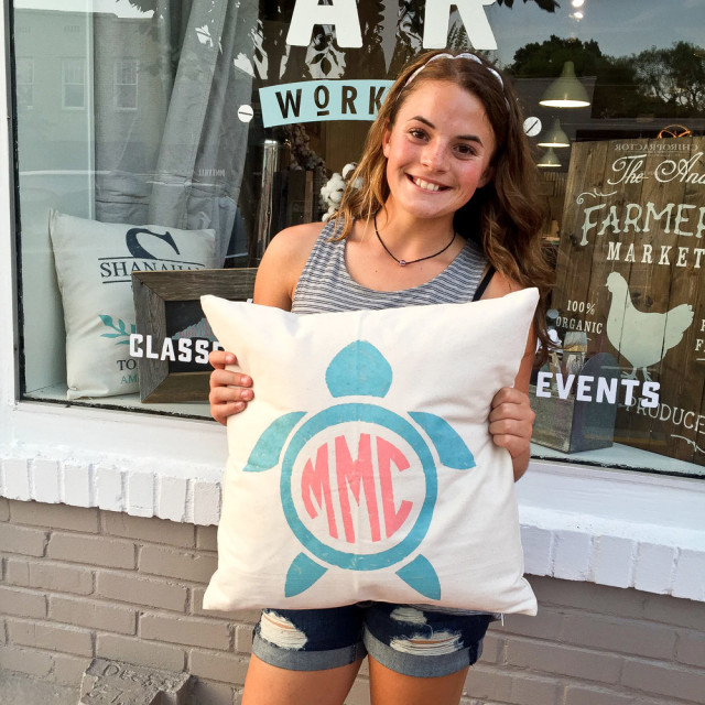 ar workshop monogram pillow