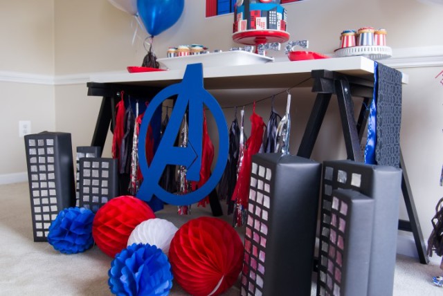 Red, White, and Blue Super Hero Party Cake