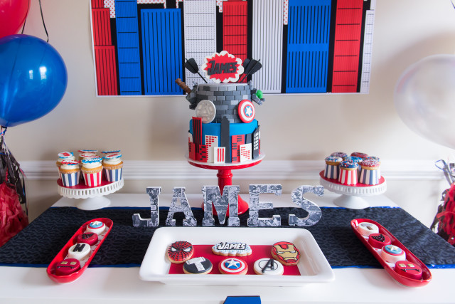 Red, White, and Blue Super Hero Party Desserts