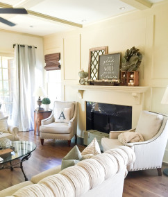 My Fall Living Room Decor with Budget Blinds Curtains (and AR Workshop fall signs of course!)