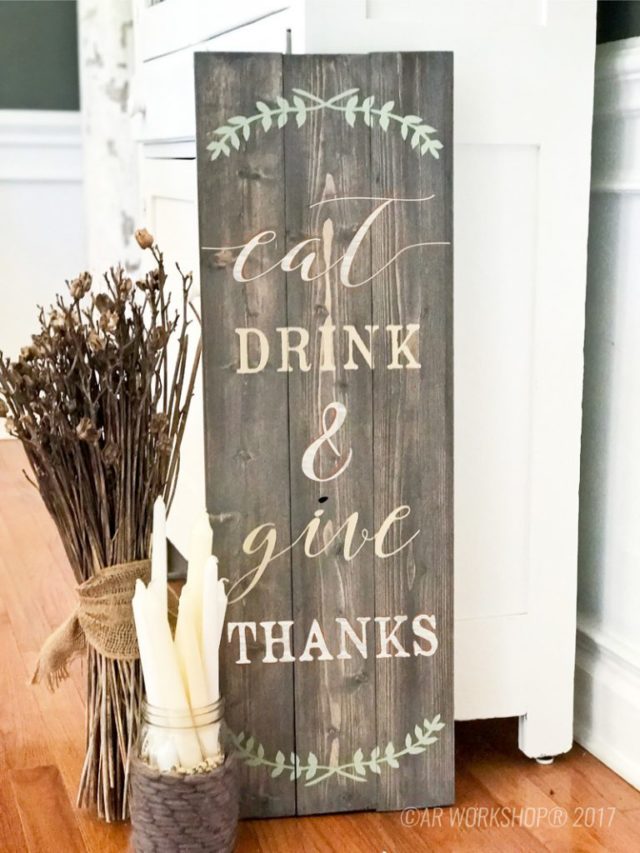 fall give thanks wood sign