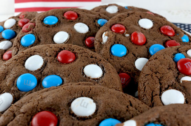 Red white and blue chocolate cookies