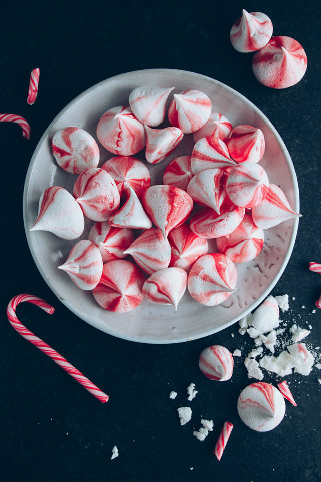 Candy Cane Meringue Kisses Christmas Candy