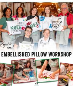 New AR Workshop DIY Christmas in July Project: Embellished Felt Pillows