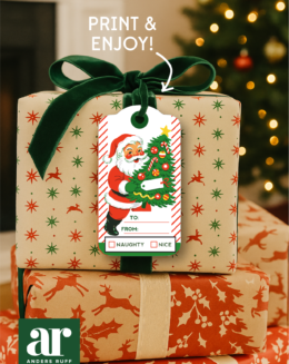 retro santa gift tag printable