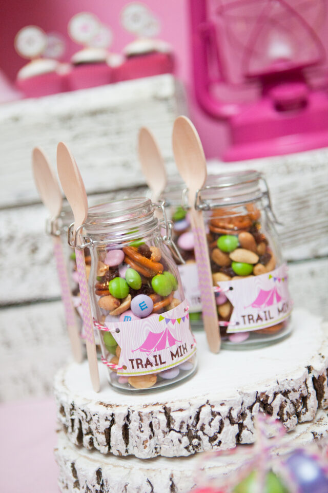 glam camping trail mix favors