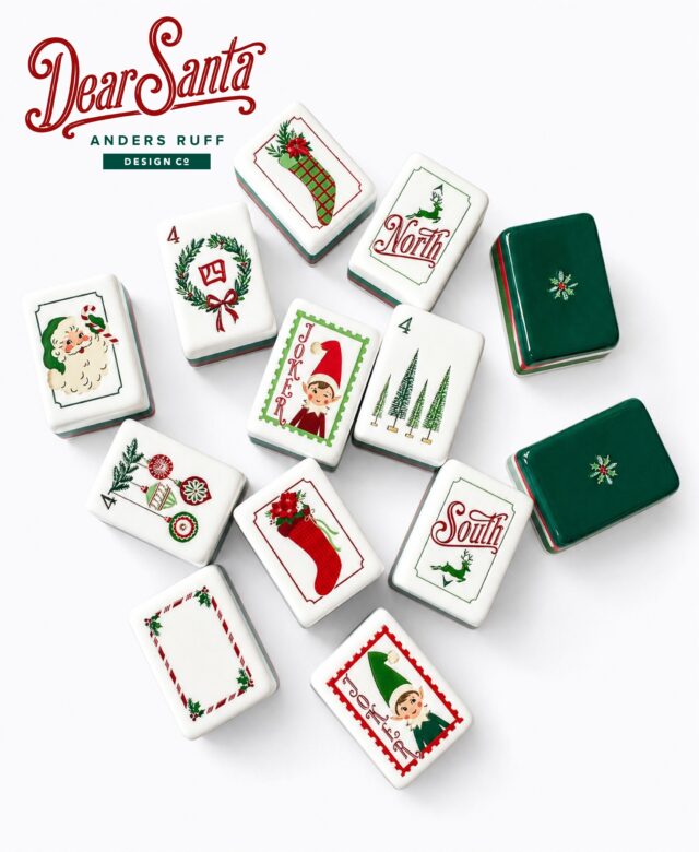 Vintage Christmas mahjong tiles