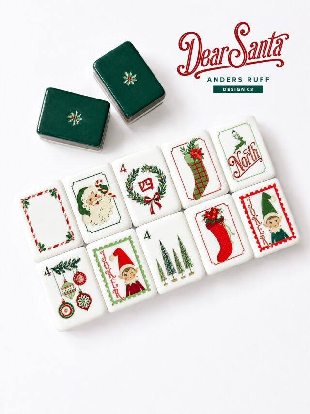 Vintage Christmas mahjong tiles